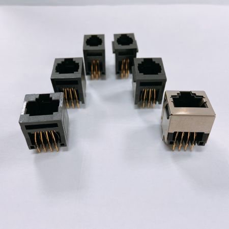 جک PCB ورودی بالا - از بالا به پایین، مشخصات 4P4C، 6P6C، 8P8C وجود دارد